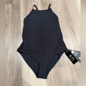 Black Kids One Piece Swimsuit Black Adjustable Strap Size 10 Brand New